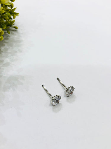 Small Plain Solitaire Stud Earrings